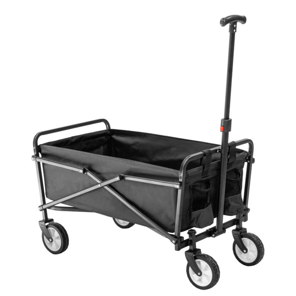 Prepravný skladací vozík v čiernej farbe - pomocník v záhrade.