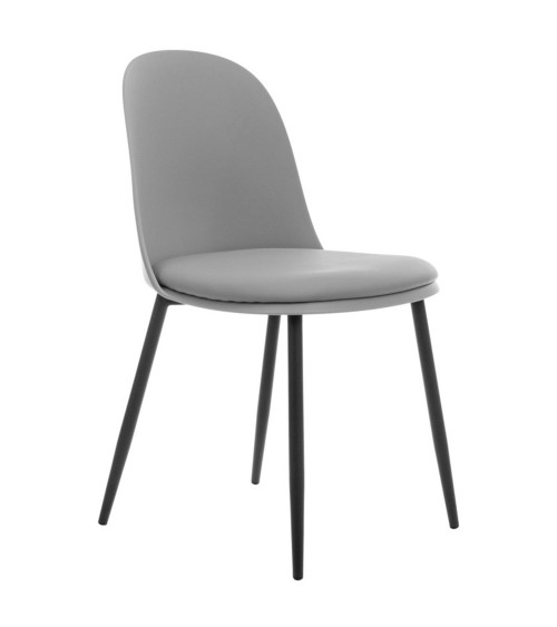 Moderná jedálenská stolička v šedej farbe.