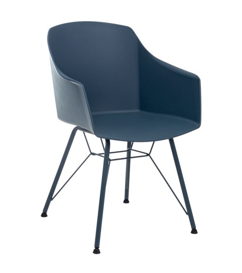 Elegantná modrá jedálenská stolička.