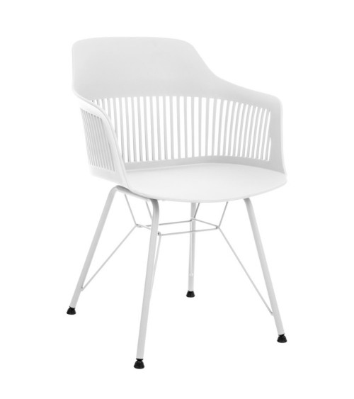 Moderná jedálenská stolička v bielej farbe.