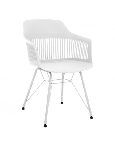 Moderná jedálenská stolička v bielej farbe.
