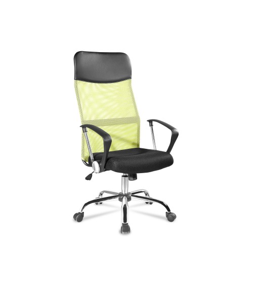 Zelená ergonomická kancelářská židle s funkcí otáčení.
