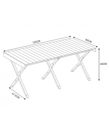 Kempingový stôl vyrobený výlučne z hliníka.
