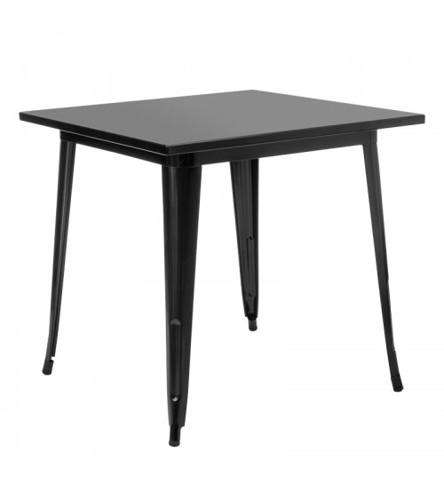 Záhradný oceľový stolík v čiernej farbe.