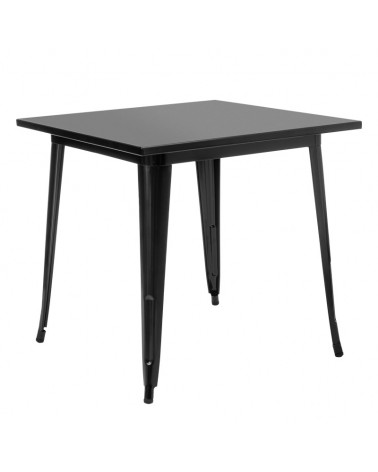 Záhradný oceľový stolík v čiernej farbe.